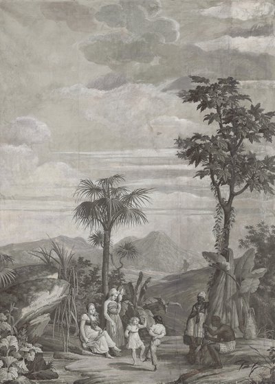 Dětský tanec, tapetový panel ze série "Paul et Virginie", od Dufour & Cie, kolem roku 1823 od Jean Broc