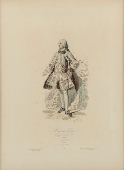 Pařížská móda: Vláda Ludvíka XV. (ručně kolorovaná rytina) od Jean Charles (1800 79) Pauquet