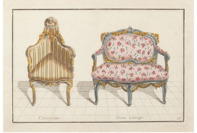 Rohová, poloviční pohovka. New Historical Iconology or Attributes Hierogliphyques, c.1768. od Jean Charles Delafosse