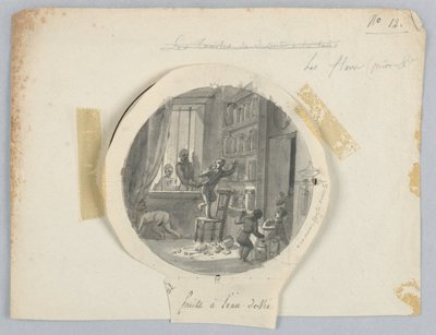 Design pro malovaný porcelánový talíř, ovoce ve švestkovém likéru pro Services des Objets de Dessert (Dezertní služba) od Jean Charles Develly