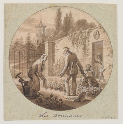 Návrh pro malovaný porcelánový talíř, Les Anémones (Anemones) pro Service de la Culture des Fleurs (Služba pěstování květin) od Jean Charles Develly