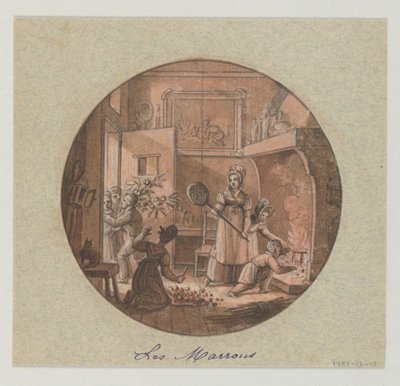 Návrh pro malovaný porcelánový talíř, Les Marrons (Kaštany) pro Service des Objets de Dessert (Dezertní služba) od Jean Charles Develly