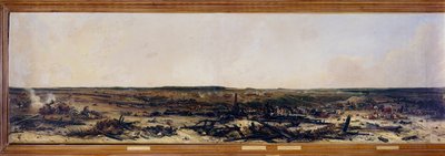 Ruské tažení: “” Panoráma bitvy u Moskvy dne 7. 9. 1812””. Bitva u Moskova (také bitva u Borodina) mezi Francouzi Napoleona I. Bonaparta (1769-1821) a ruskou císařskou armádou vedenou Michailem Golenichčevem Kutuzovem (Golenishchevem) od Jean Charles Langlois