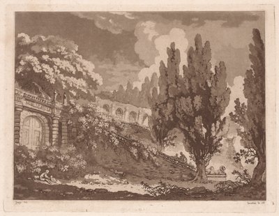 Schody v italské zahradě, 1766. od Jean Claude Richard Saint Non