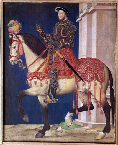 Jezdecký portrét Františka I. (1494-1547). Obraz školy Jeana Cloueta (1475/1485-1540) od Jean Clouet