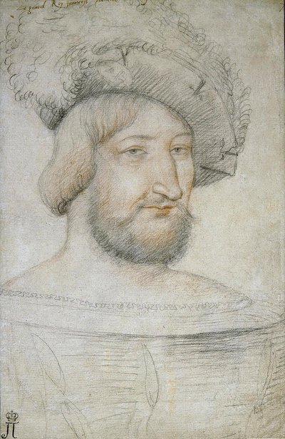 Portrét Františka I. (1494-1547), francouzského krále par Clouet, Jean (asi 1485-1541). Černá křída a sangvinik na papíře, rozměr : 29,3x19,1, první polovina 16. stol., Státní Ermitáž, St. Petersburg od Jean Clouet