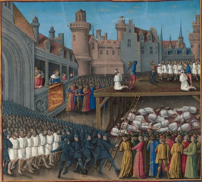 Masakr saracénských vězňů, nařízený králem Richardem Lví srdce, 1191, 1474-1475. od Jean Colombe