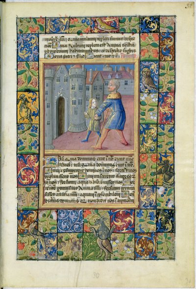 paní Lat. Q.v.I.126 The Healing of the Blind Man, John 9:1-7 from the Hours of Louis dOrleans, 1469 od Jean Colombe