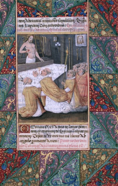paní Lat. Q.v.I.126 f.112 Eucharistie, z „Knihy hodin Ludvíka d