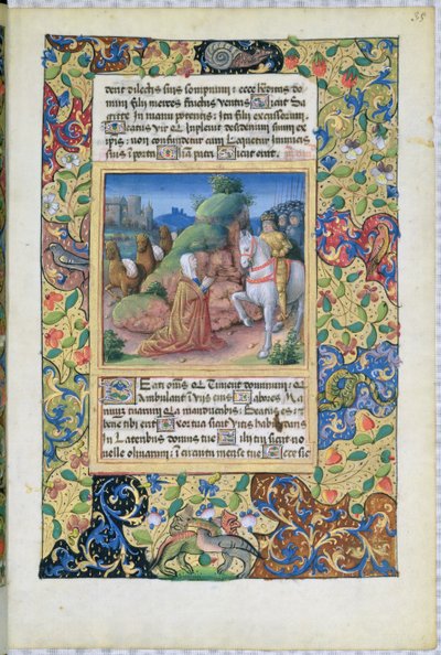 paní Lat. Q.v.I.126 f.35 Setkání Abigail a Davida, z Knihy hodin Louise dOrleans, 1490 od Jean Colombe