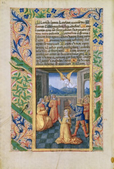 paní Lat. Q.v.I.126 f.45v Judith se modlí, z Knihy hodin Louise dOrleans, 1490 od Jean Colombe