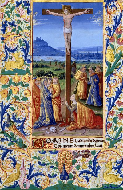 Paní Lat. Q.v.I.126 f.84v Ukřižování, z "Knihy hodin Ludvíka d