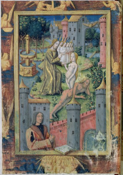 paní Lat. Q.v.I.126 fol.11 The Creation of Eve from Book of Hours of Louis of Orleans, 1490 od Jean Colombe