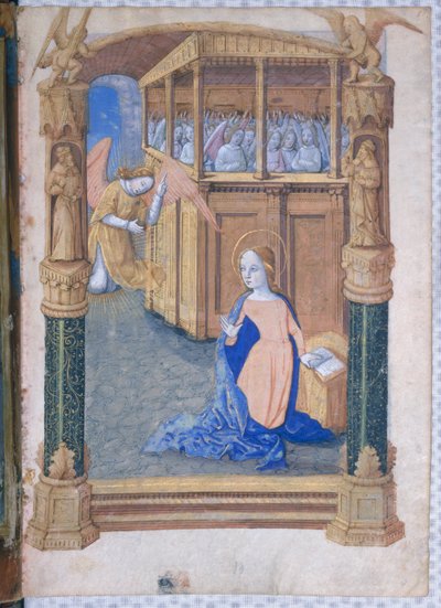 Paní Lat. Q.v.I.126 fol.12v Zvěstování, z "Knihy hodin Ludvíka d