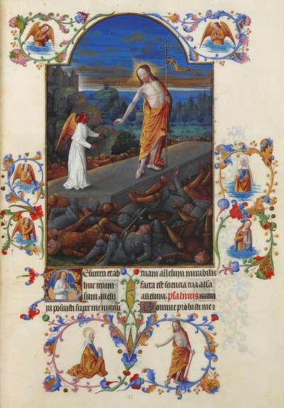 Très Riches Heures du Duc de Berry Folio 182, verso - Vzkříšení Ježíše Krista od Jean Colombe