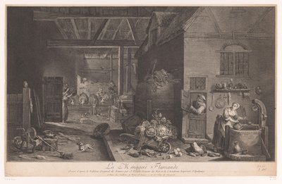 Interiér statku La Ménagere Flamande (název na objektu) od Jean Daullé