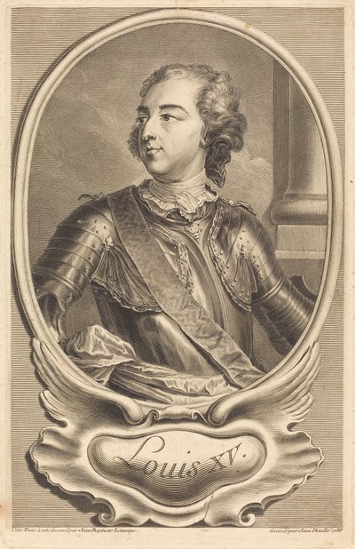 Ludvík XV od Jean Daullé after Jean Baptiste Lemoyne II
