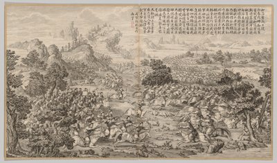 Vítězství u Heluo Heshi: z bitevních scén potlačení povstání..., c. 1765-1774. od Jean Denis Attiret