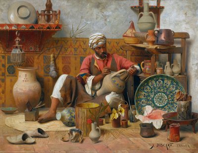 Keramické studio Tanger - Jean Discart (1856-1944). Olej na dřevě Rozměr : 35&545,5 cm Soukromá sbírka od Jean Discart