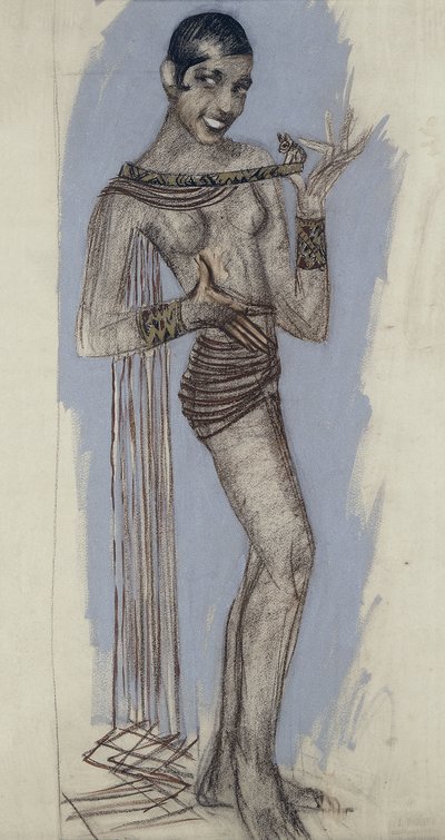 Josephine Baker - Maketa pro důležitý lakovaný panel, kolem roku 1927 (tužka na papíře) od Jean Dunand