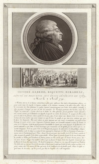 Portrét Honore Gabriela Riquetiho, hraběte z Mirabeau od Jean Duplessi Bertaux