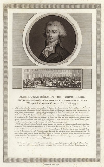 Portrét Marie-Jean Herault de Sechelles od Jean Duplessi Bertaux