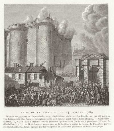 Útok na Bastille, Paříž, Francouzská revoluce, 14. července 1789 od Jean Duplessis Bertaux
