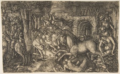 Král pronásledovaný jednorožcem, ze série Unicorn, ca. 1555. od Jean Duvet