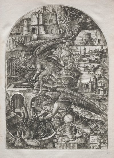 Apokalypsa: Satan vázaný na tisíc let, 1546-1555. od Jean Duvet
