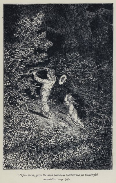 "Před nimi rostly nejkrásnější ostružiny v nádherném množství" (rytina) od Jean Edouard Dargent