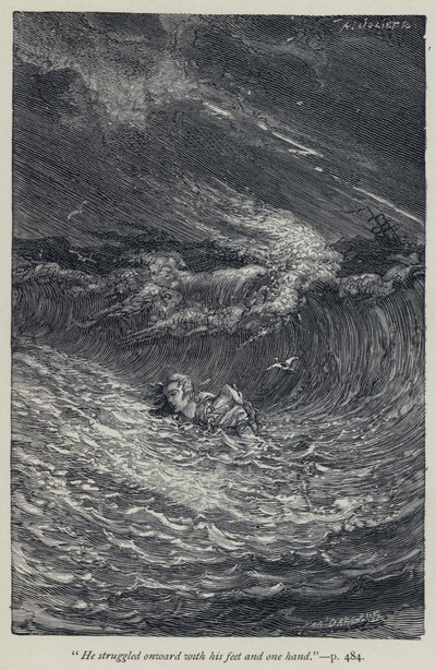 „Bojoval kupředu nohama a jednou rukou“ (rytina) od Jean Edouard Dargent