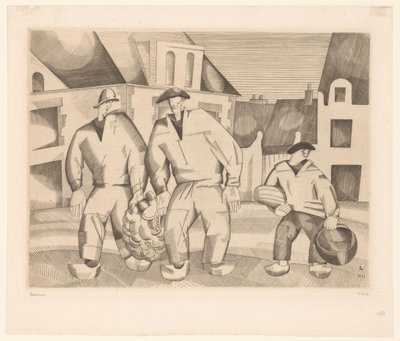 Tři námořníci v ulici Les trois marins od Jean Emile Laboureur (signed by artist)