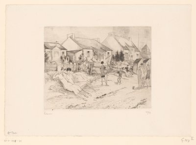 Tenisté odpočívají na pláži La petite plage (název na objektu) od Jean Emile Laboureur (signed by artist)