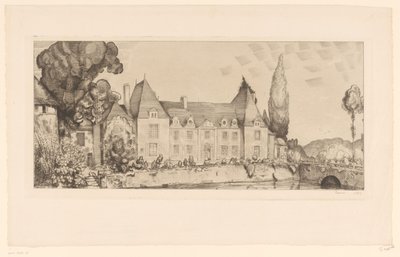 Pohled na hrad na vodě Vue du Château de Villaines od Jean Emile Laboureur (signed by artist)