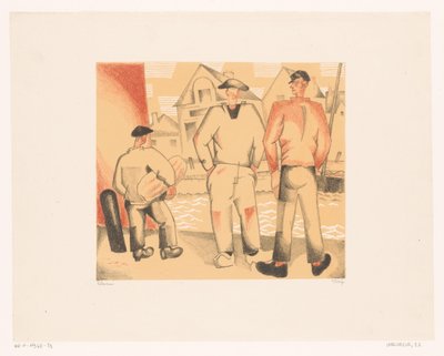 Drie vissers aan de kade Rybáři a mech od Jean Emile Laboureur