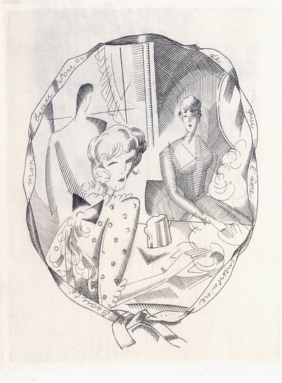 Ilustrace dvou koket a gentlemana, 1920 od Jean Emile Laboureur