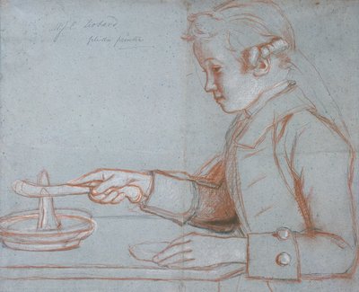 Jean Etienne Liotard, syn umělce při snídani, kolem roku 1770 (červená, černá a bílá křída na modrém papíře) od Jean Étienne Liotard