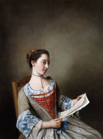 La Belle Liseus: Portrét slečny Susanny Lewisové, sedící v kostýmu lyonského rolníka, od Jean Étienne Liotard