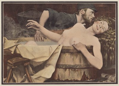 Po umytí žena ve vaně (barva litho) od Jean Eugene Buland