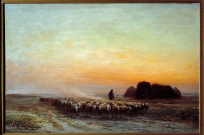 Stádo ovcí v prachu. Obraz Jean Ferdinand Chaigneau (1830-1906) od Jean Ferdinand Chaigneau