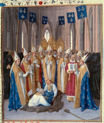 Pohřeb krále Filipa IV. Bela (1268-1314) v bazilice Saint Denis Miniature převzatý z „Letopisů Saint Denis“ od Jeana Fouqueta (1420-1481) 15. století. Paříž, B.N. od Jean Fouquet
