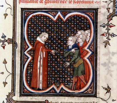 Etienne Marcel, prevot pařížských obchodníků, řekl francouzský král Jan II. Dobrý (1319-1364), aby respektoval „Grande Ordonance“ z roku 1357, a vyčítal mu jeho chování, v „The Great Chronicles of France“ od Jeana Fouquet (1420-1481), c. 1460 od Jean Fouquet