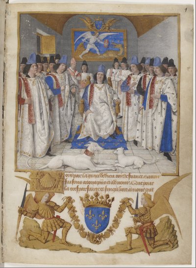 Frontispis Statut řádu svatého Michala, kopie určená pro Ludvíka XI. od Jean Fouquet