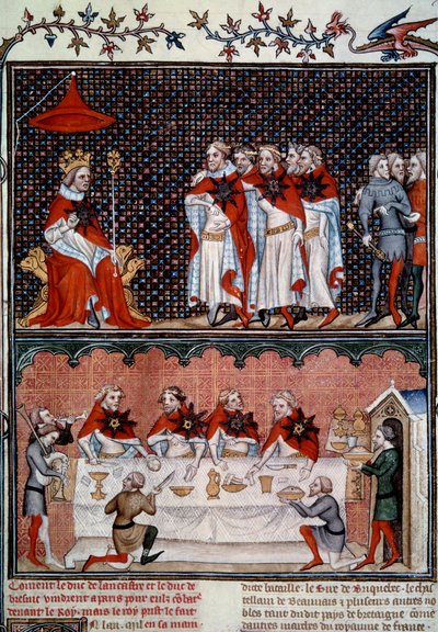 Instituce Řádu hvězdy od Jeana le Bona (1319-1364) a banket v roce 1352 Miniatura z „“Les grandes Chronicles de France““ od Jeana Fouqueta (1420-1481) 1455-1460 Paříž, B.N. od Jean Fouquet