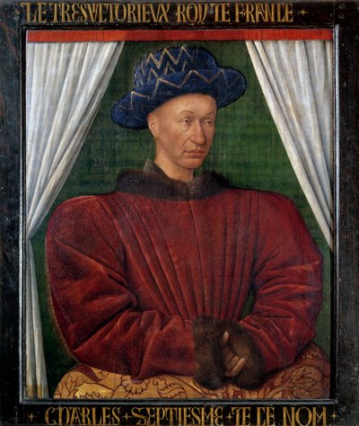 Portrét francouzského krále Karla VII. (1403-1461). Obraz Jeana Fouqueta (1420-1481) od Jean Fouquet