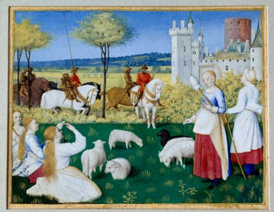 Svatá Margarita Antiochijská (3. století) a Olibrius také známý jako Margarita chovající ovce Epizoda Legende Doree z Jakuba (Jakoba) z Voragine (1228-1298). Prefet Olibrius se náhle zamiluje do Margarity, mladé pastýřky zaměstnané předením od Jean Fouquet