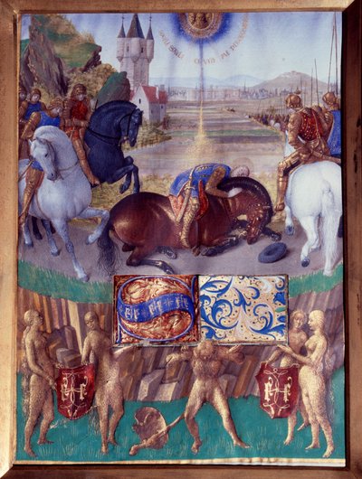 Svatý Pavel na cestě k Damašku Miniatura převzatá z „Knihy hodin Stephena Chevaliera“ od Jeana Fouqueta (1420-1477/1481) od Jean Fouquet