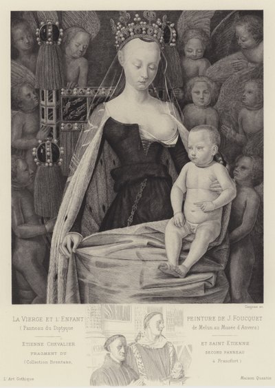 Panna a dítě obklopené anděly, c1450 od Jean Fouquet