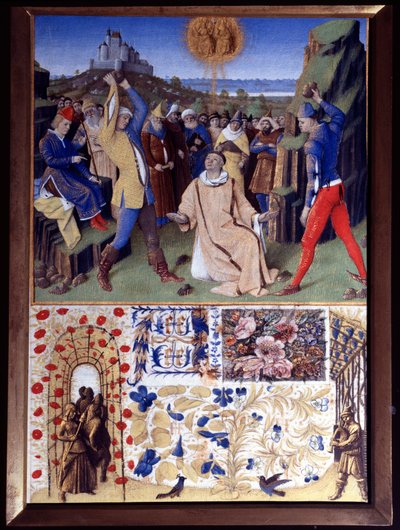 Umučení svatého Štěpána ukamenováním Miniatura převzatá z „Knihy hodin Etienna Chevaliera“ od Jeana Fouqueta (1420-1477/1481) od Jean Fouquet