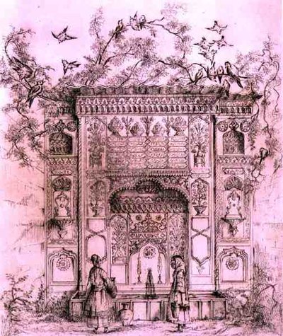 Ozdobná kašna u Galatské věže v Konstantinopoli, z knihy "Umění a průmysl", vydané nakladatelstvím Delatre v Paříži. od Jean Francois (after) Albanis de Beaumont